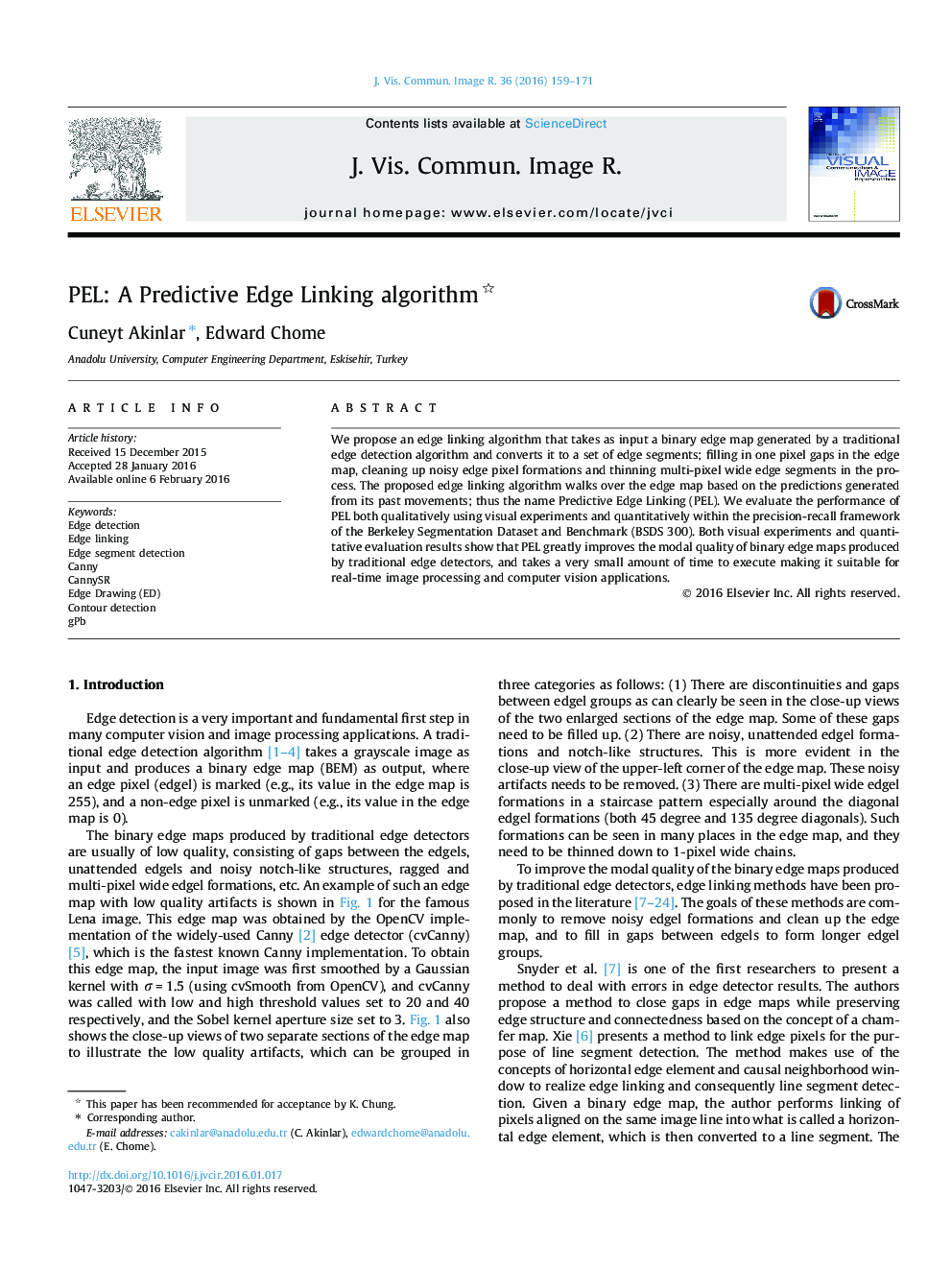 PEL: A Predictive Edge Linking algorithm 