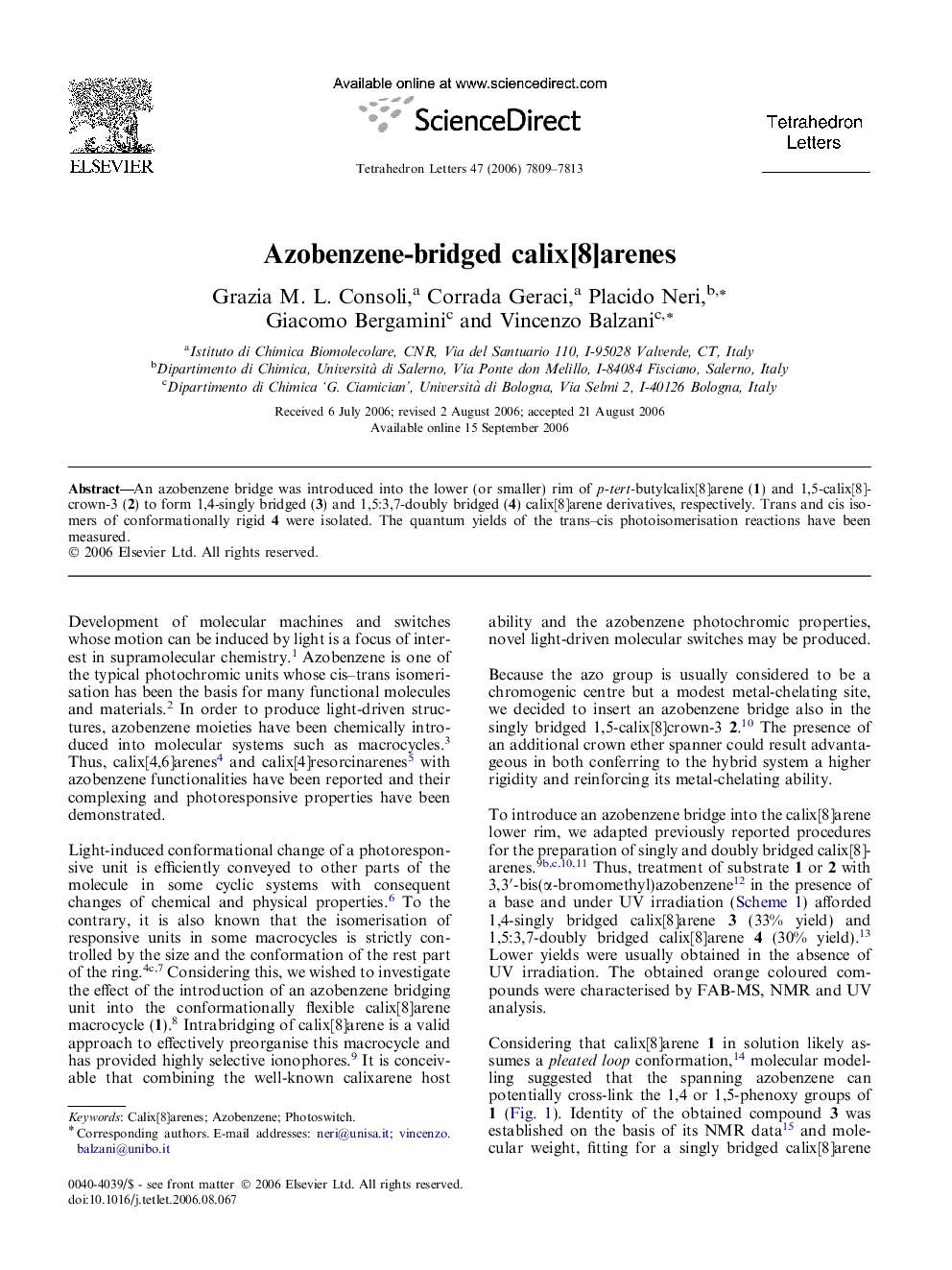 Azobenzene-bridged calix[8]arenes