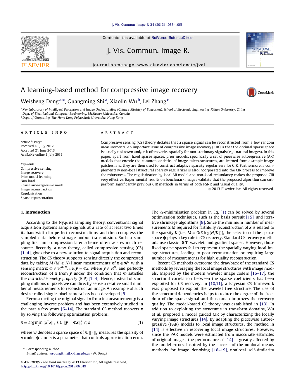 A learning-based method for compressive image recovery