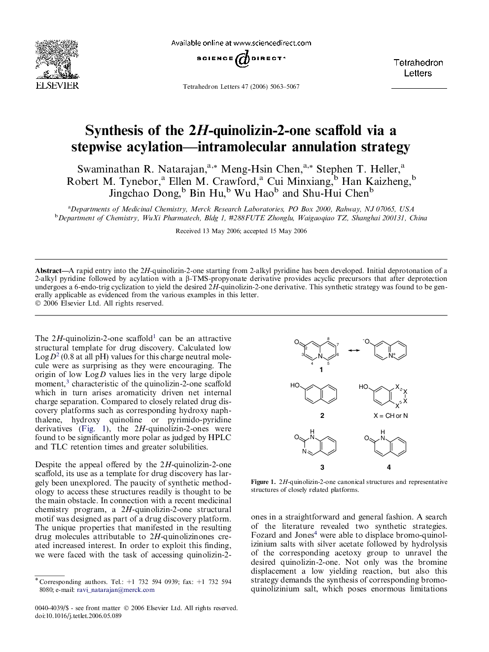 Synthesis of the 2H-quinolizin-2-one scaffold via a stepwise acylation-intramolecular annulation strategy