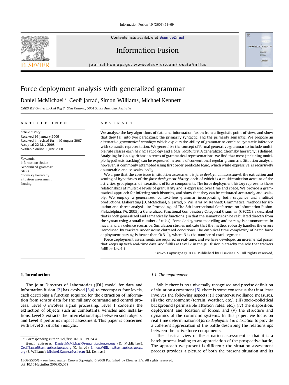 Force deployment analysis with generalized grammar