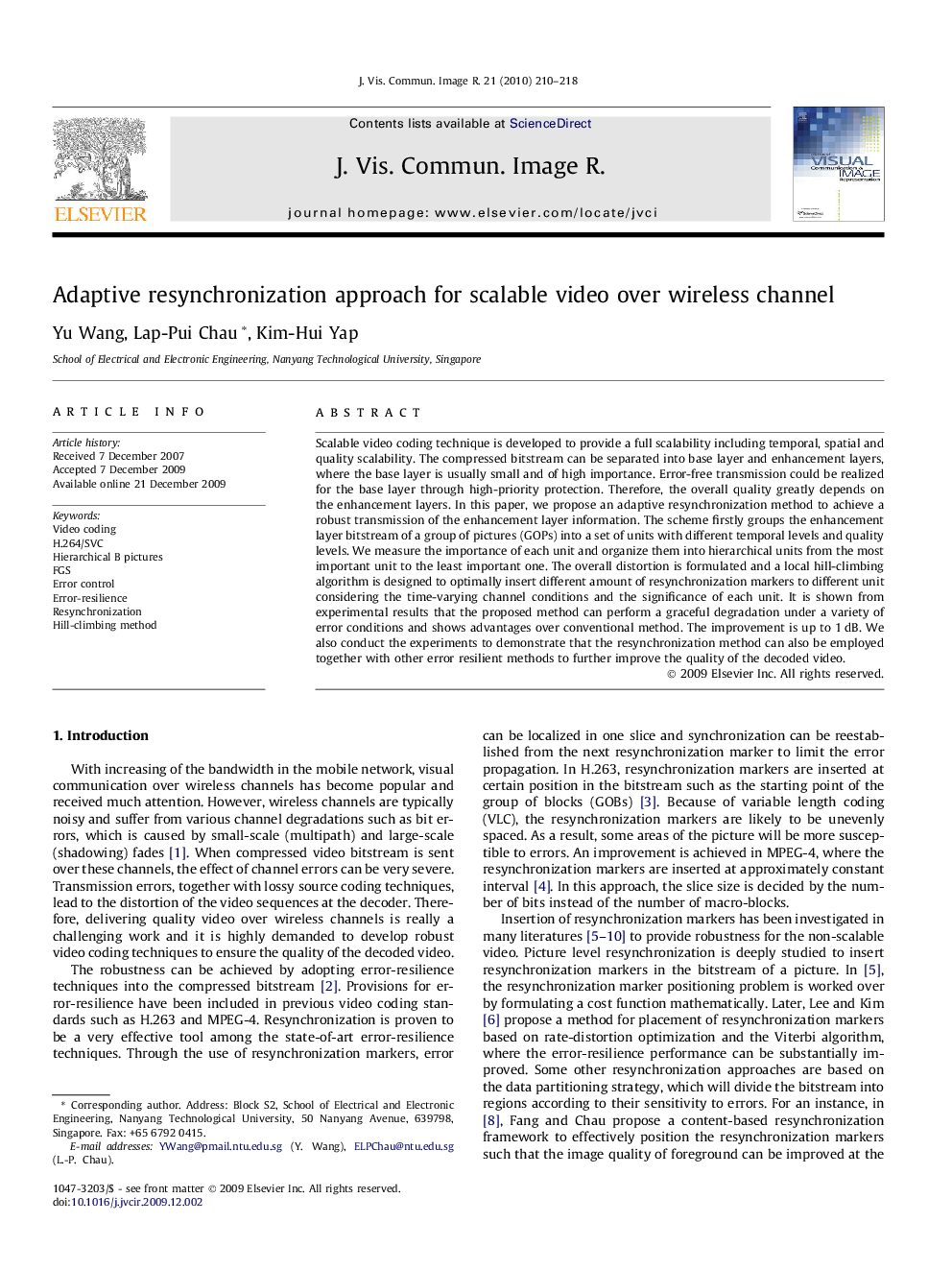 Adaptive resynchronization approach for scalable video over wireless channel