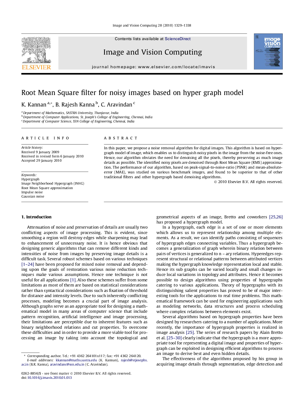 Root Mean Square filter for noisy images based on hyper graph model