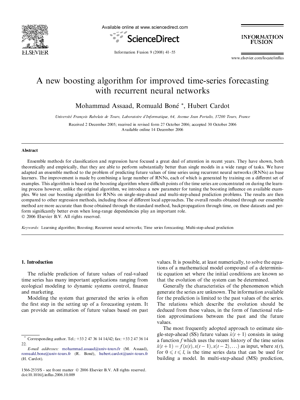 A new boosting algorithm for improved time-series forecasting with recurrent neural networks