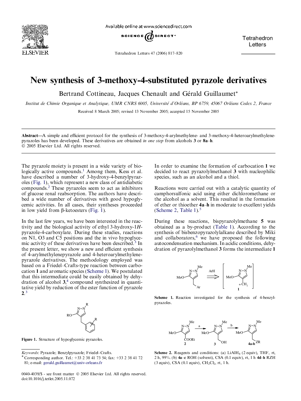 New synthesis of 3-methoxy-4-substituted pyrazole derivatives