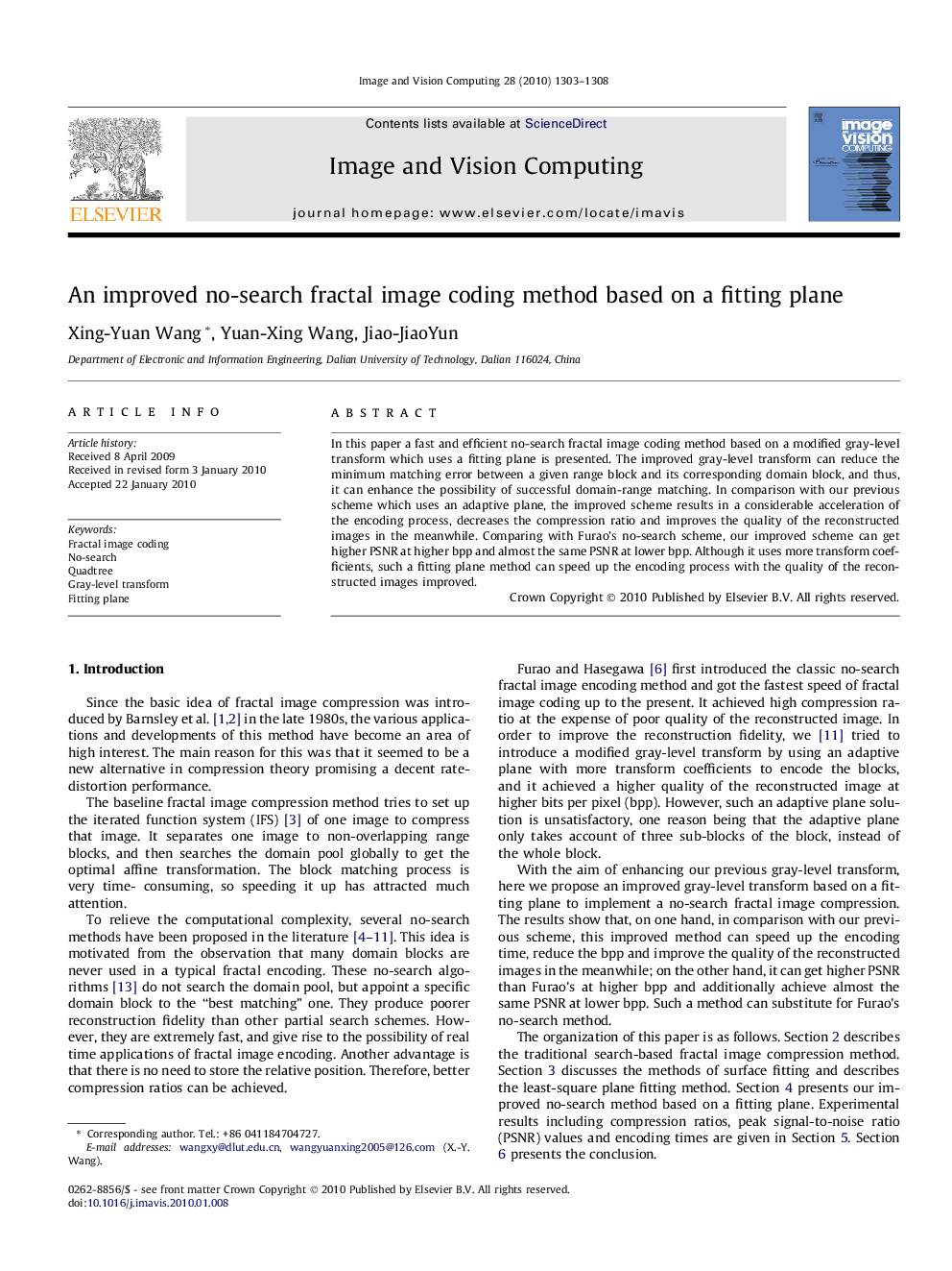 An improved no-search fractal image coding method based on a fitting plane