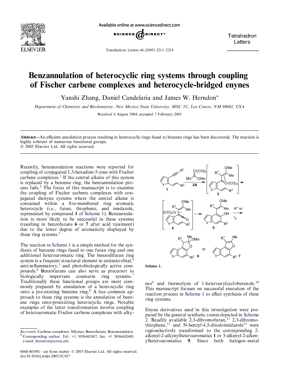 Benzannulation of heterocyclic ring systems through coupling of Fischer carbene complexes and heterocycle-bridged enynes