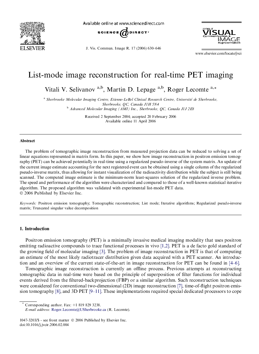 List-mode image reconstruction for real-time PET imaging