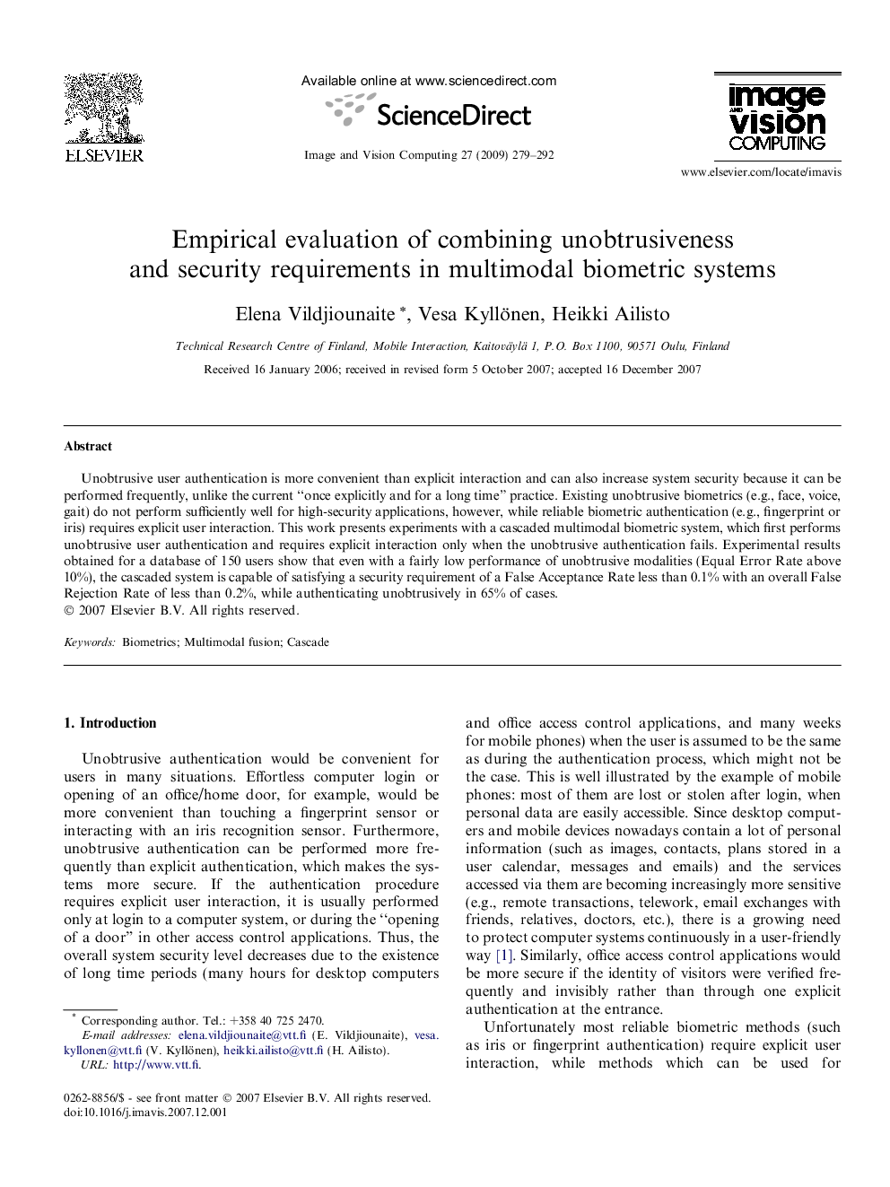 Empirical evaluation of combining unobtrusiveness and security requirements in multimodal biometric systems