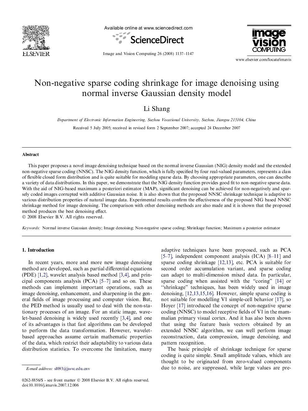 Non-negative sparse coding shrinkage for image denoising using normal inverse Gaussian density model