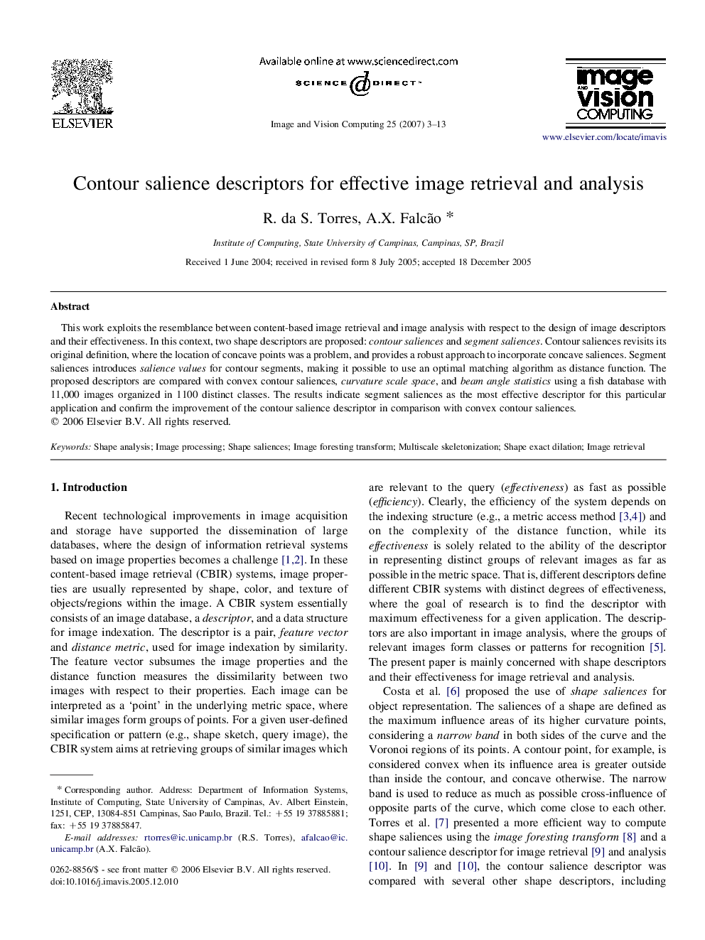 Contour salience descriptors for effective image retrieval and analysis