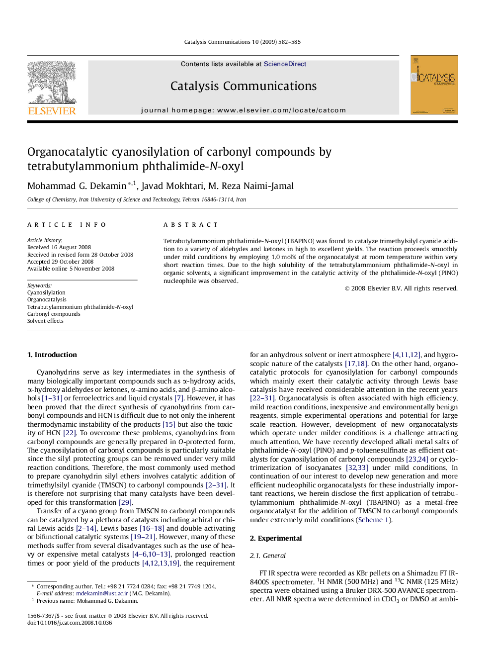 Organocatalytic cyanosilylation of carbonyl compounds by tetrabutylammonium phthalimide-N-oxyl