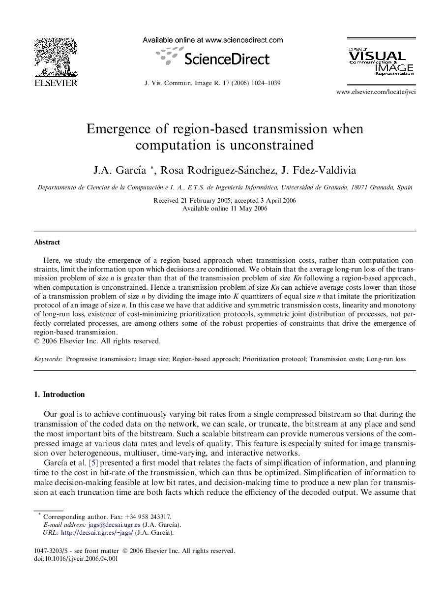 Emergence of region-based transmission when computation is unconstrained