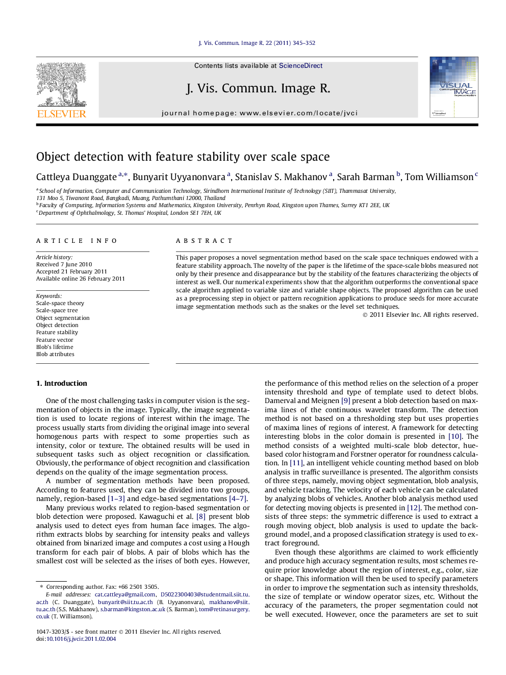 Object detection with feature stability over scale space