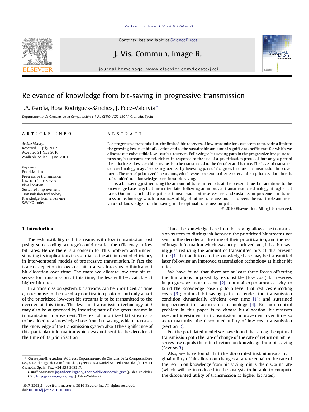 Relevance of knowledge from bit-saving in progressive transmission