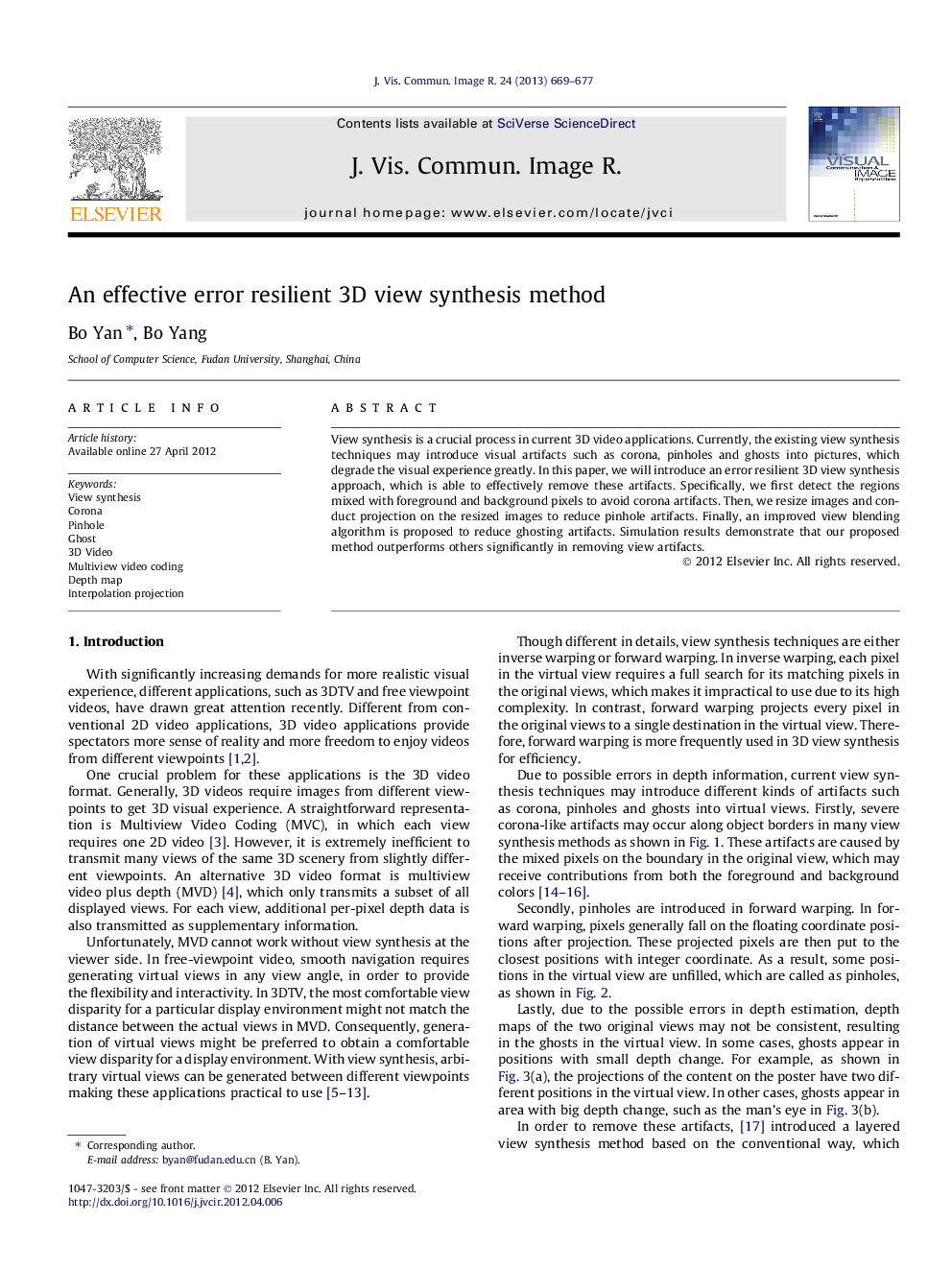 An effective error resilient 3D view synthesis method