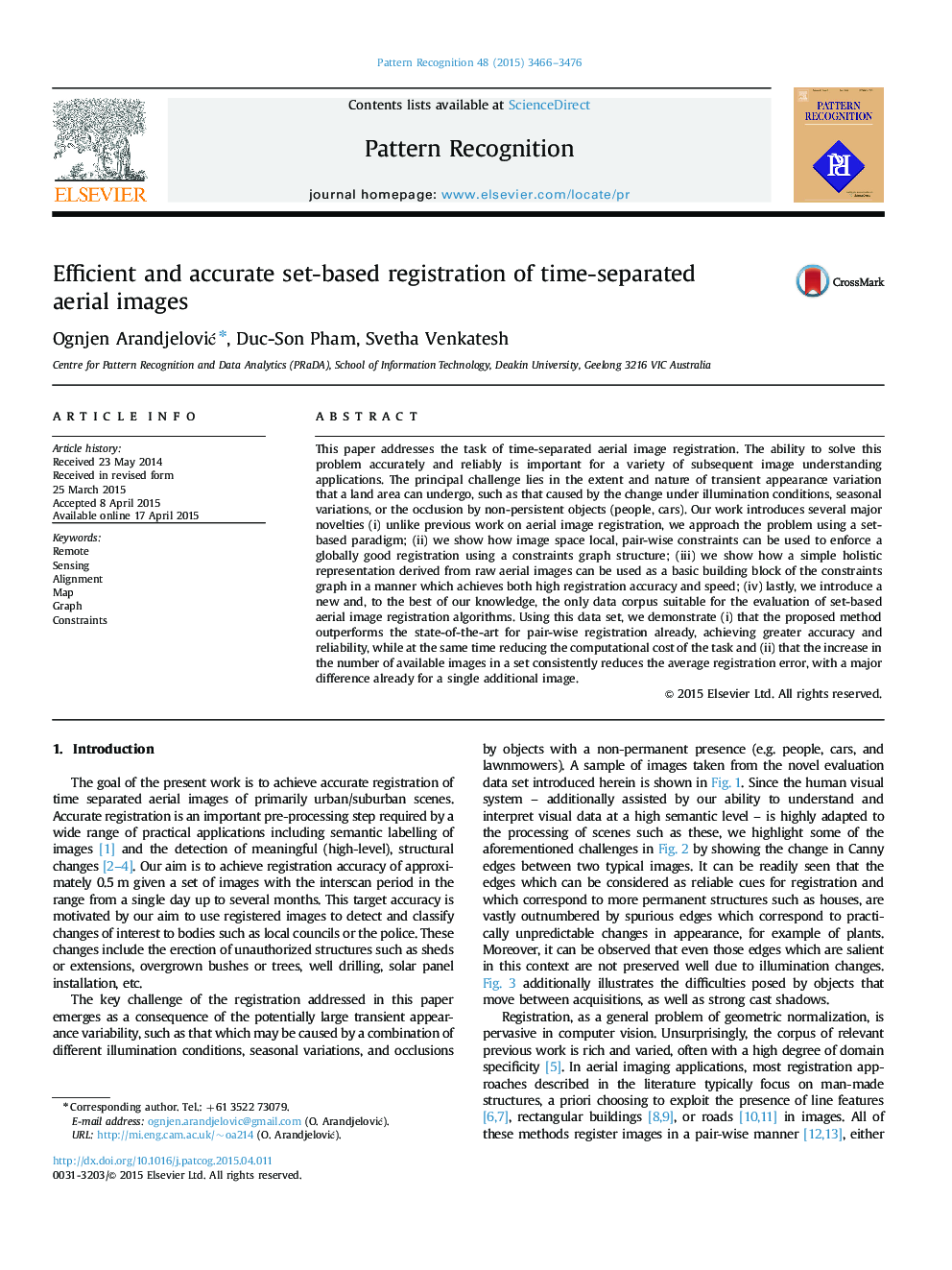 Efficient and accurate set-based registration of time-separated aerial images