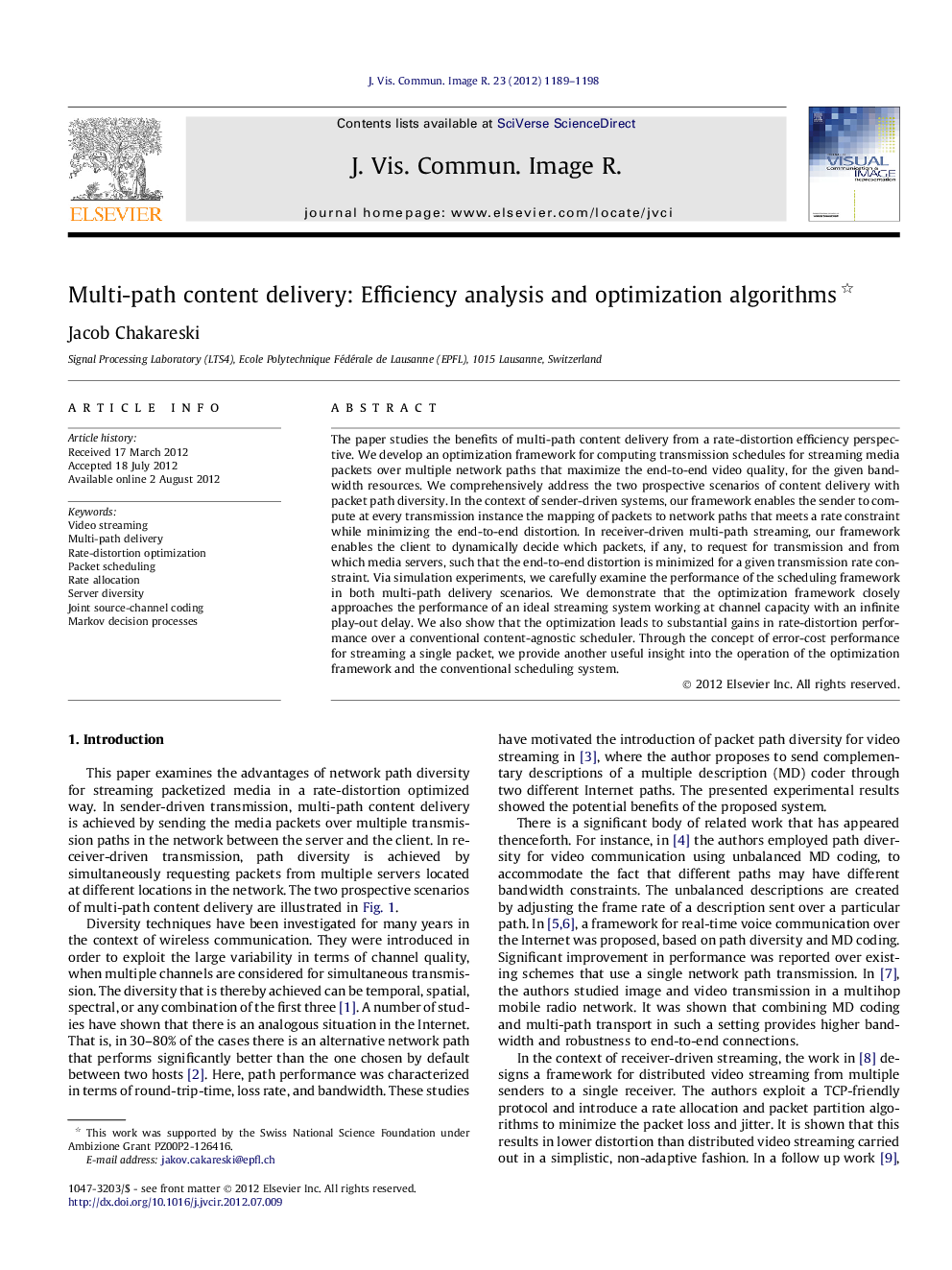 Multi-path content delivery: Efficiency analysis and optimization algorithms 