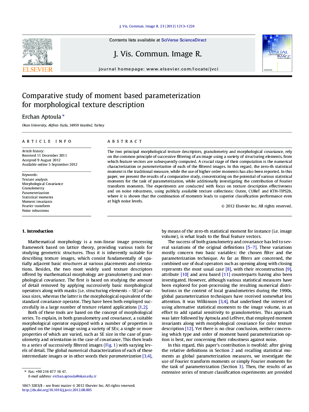 Comparative study of moment based parameterization for morphological texture description