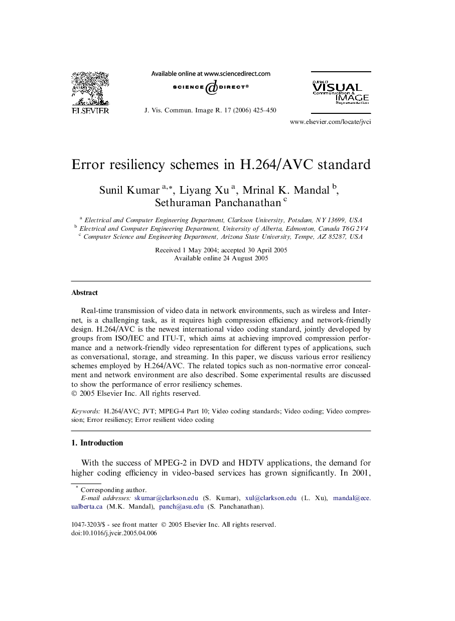 Error resiliency schemes in H.264/AVC standard