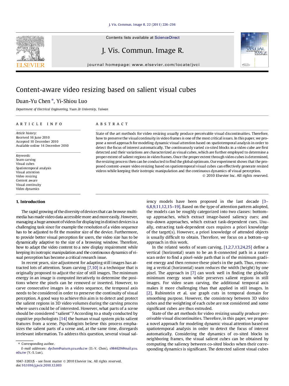 Content-aware video resizing based on salient visual cubes