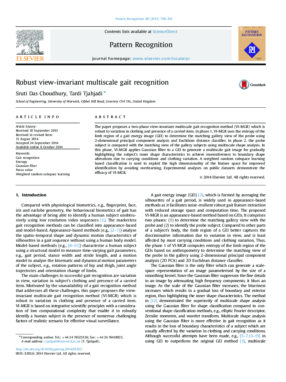 Robust view-invariant multiscale gait recognition