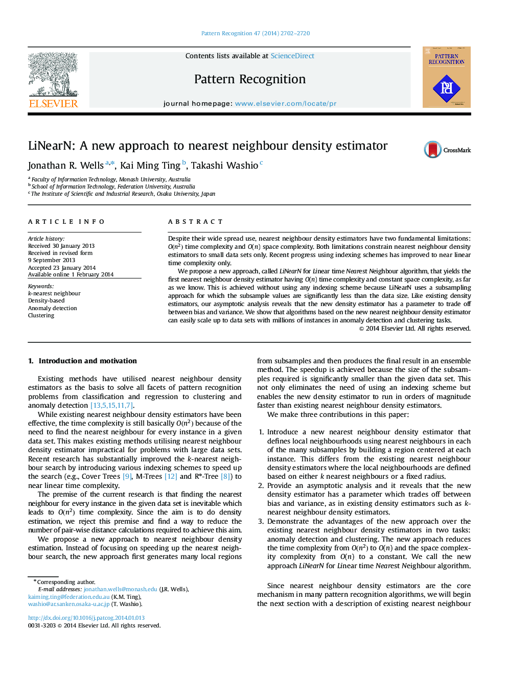 LiNearN: A new approach to nearest neighbour density estimator