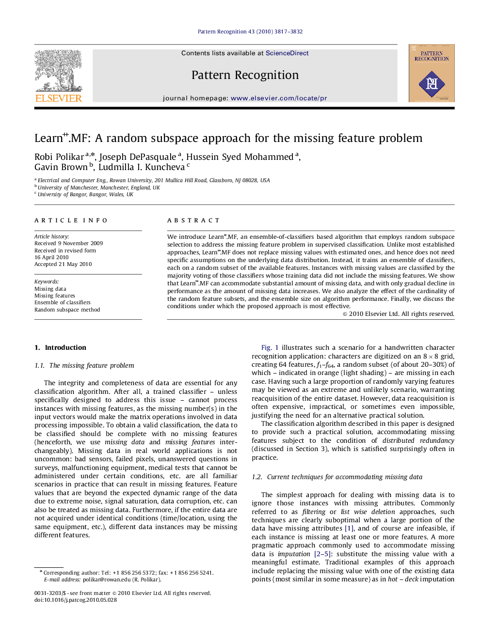 Learn++.MF: A random subspace approach for the missing feature problem