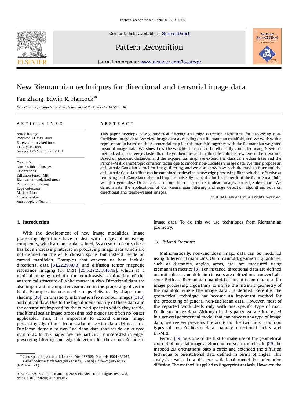 New Riemannian techniques for directional and tensorial image data