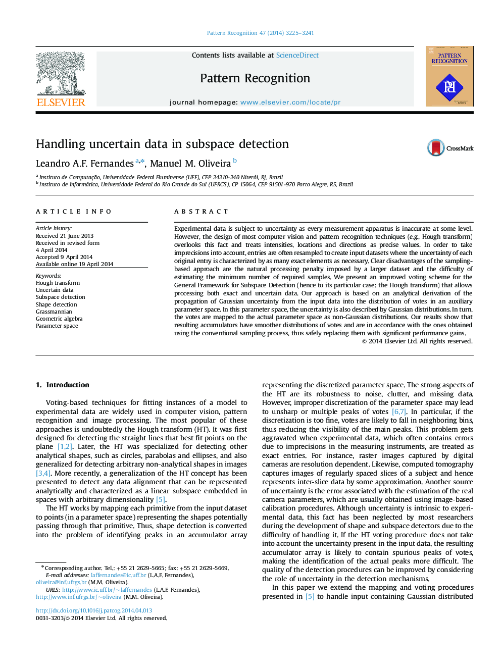 Handling uncertain data in subspace detection