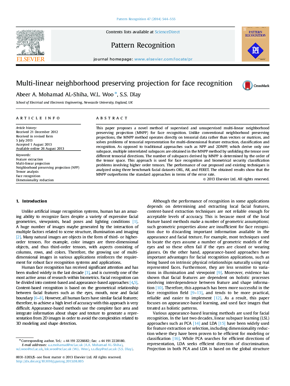 Multi-linear neighborhood preserving projection for face recognition