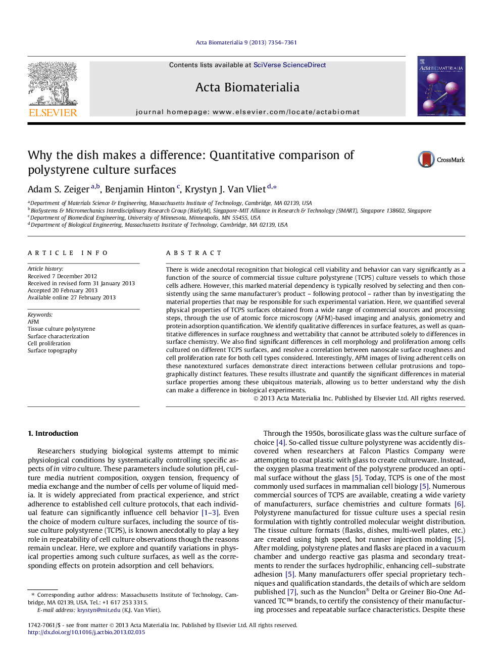 Why the dish makes a difference: Quantitative comparison of polystyrene culture surfaces