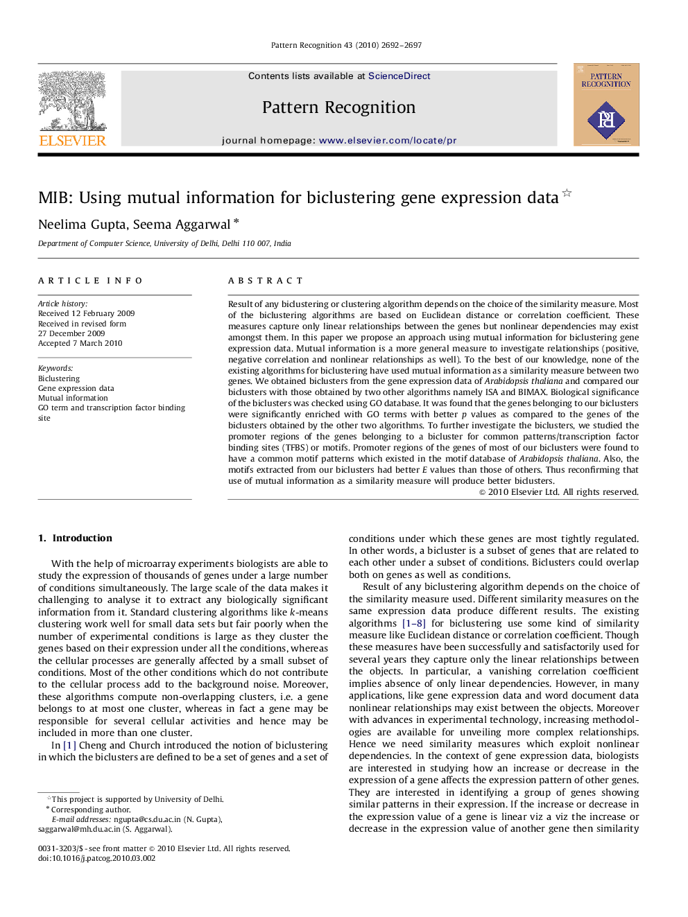 MIB: Using mutual information for biclustering gene expression data 