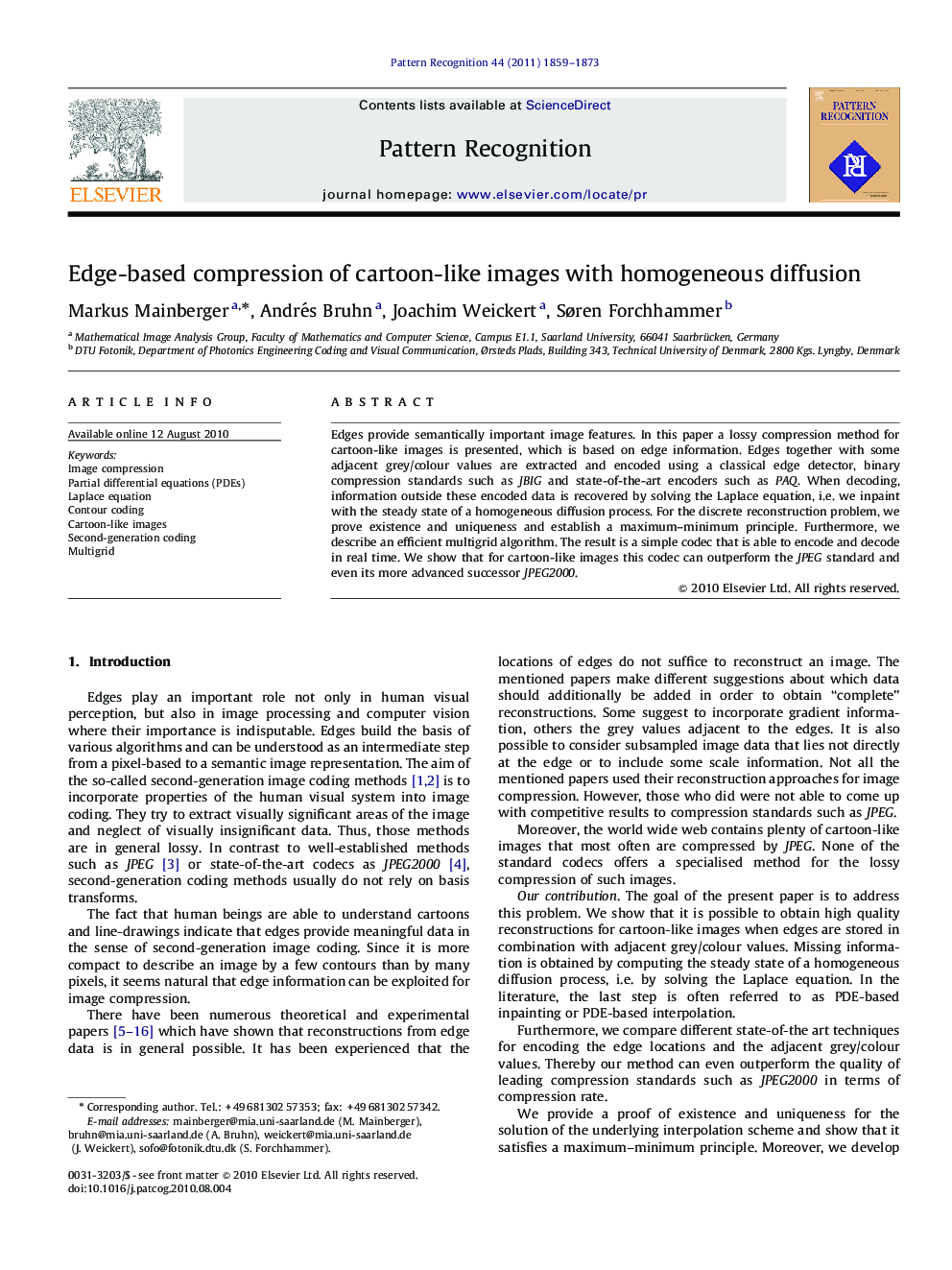 Edge-based compression of cartoon-like images with homogeneous diffusion