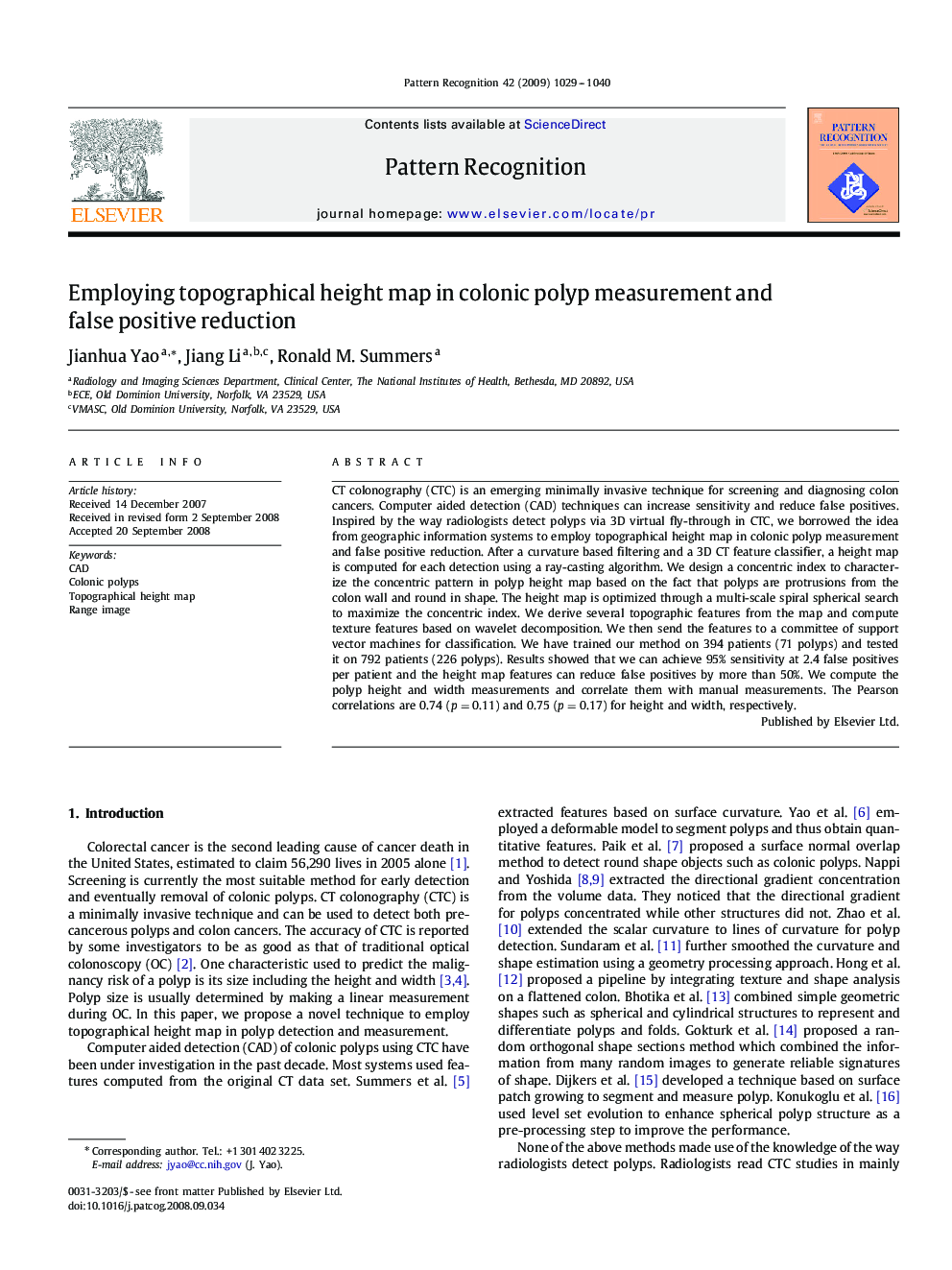 Employing topographical height map in colonic polyp measurement and false positive reduction