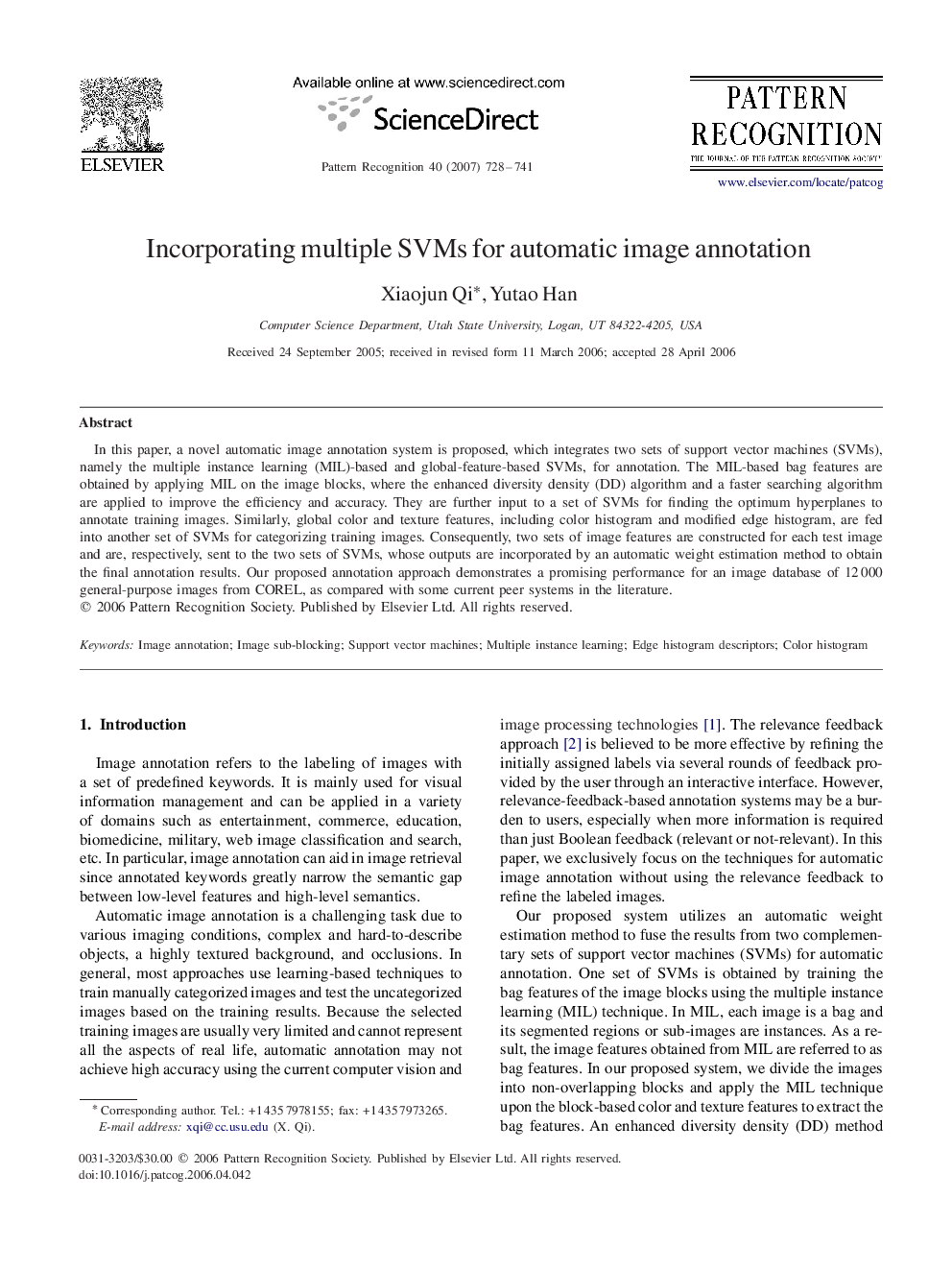 Incorporating multiple SVMs for automatic image annotation