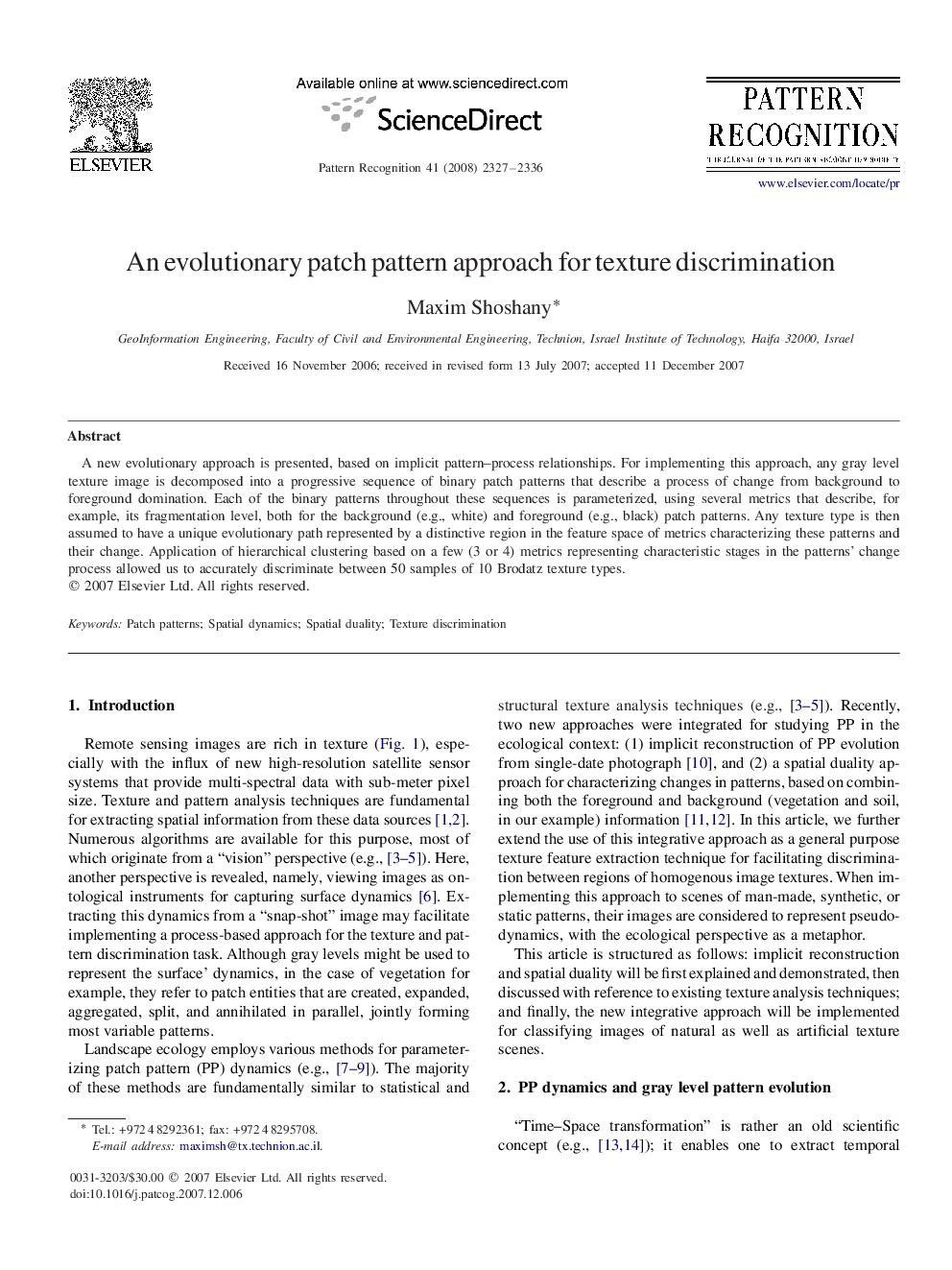 An evolutionary patch pattern approach for texture discrimination