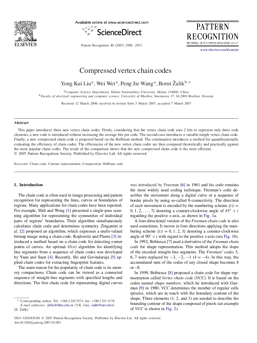 Compressed vertex chain codes