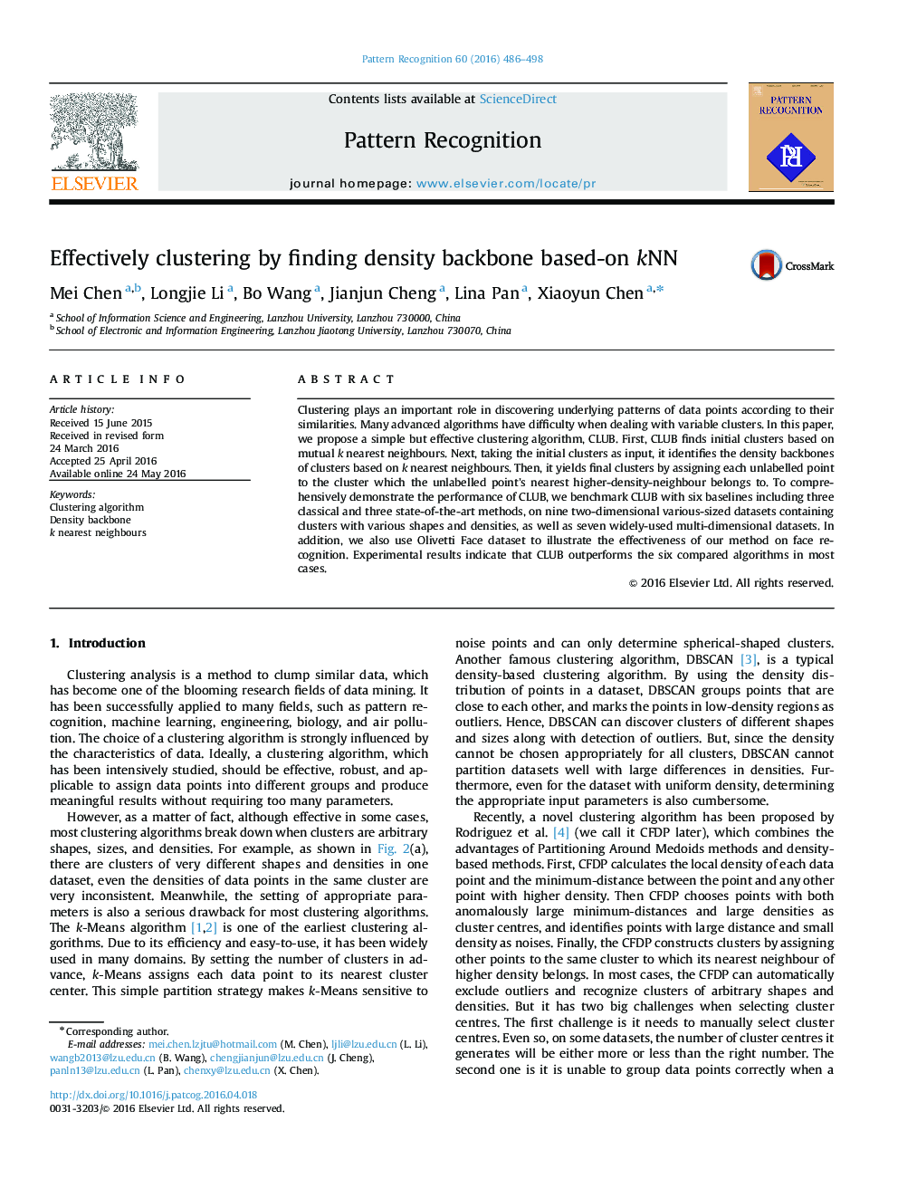 Effectively clustering by finding density backbone based-on kNN