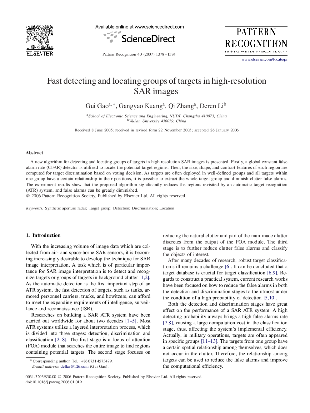 Fast detecting and locating groups of targets in high-resolution SAR images