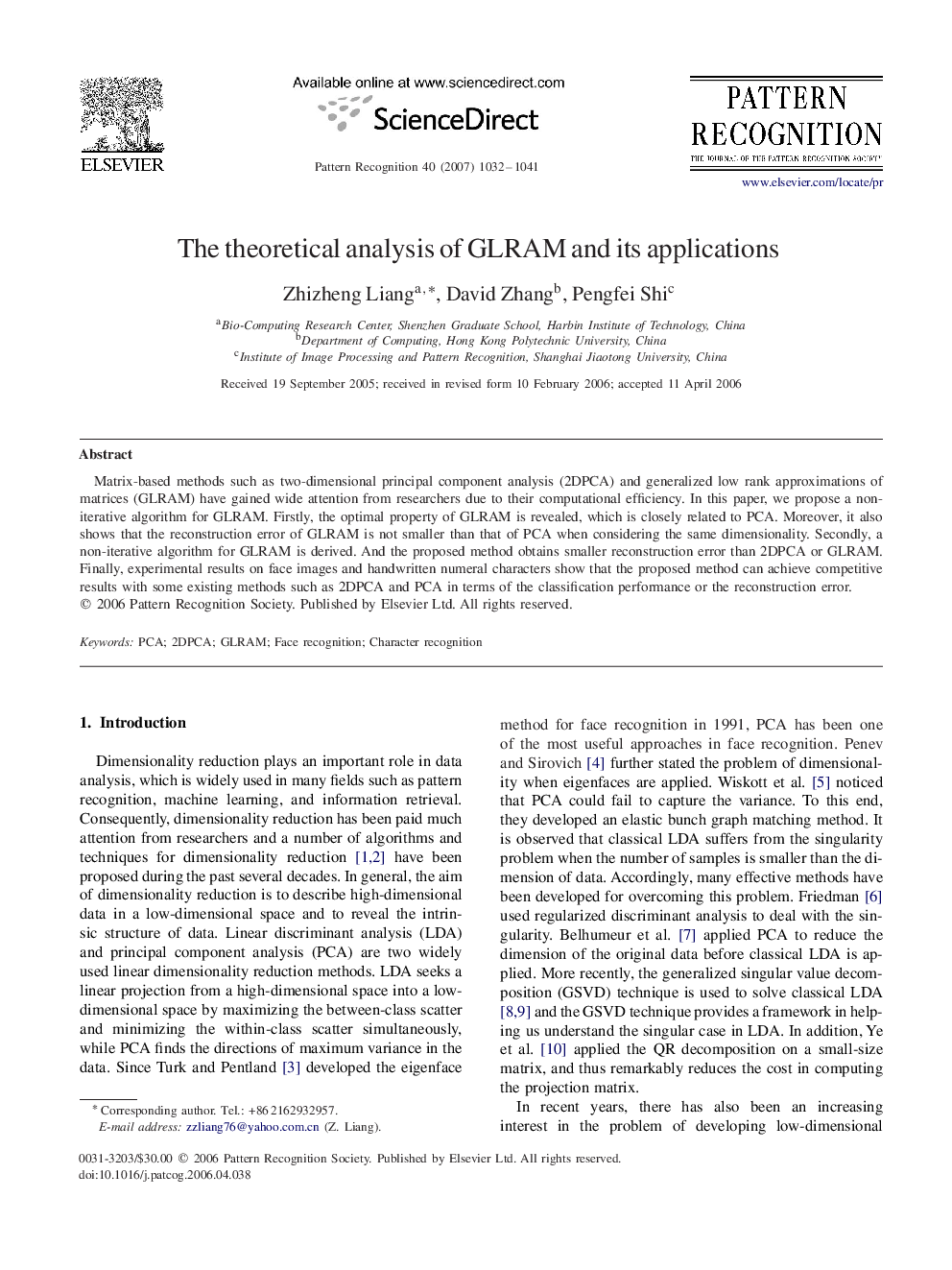 The theoretical analysis of GLRAM and its applications