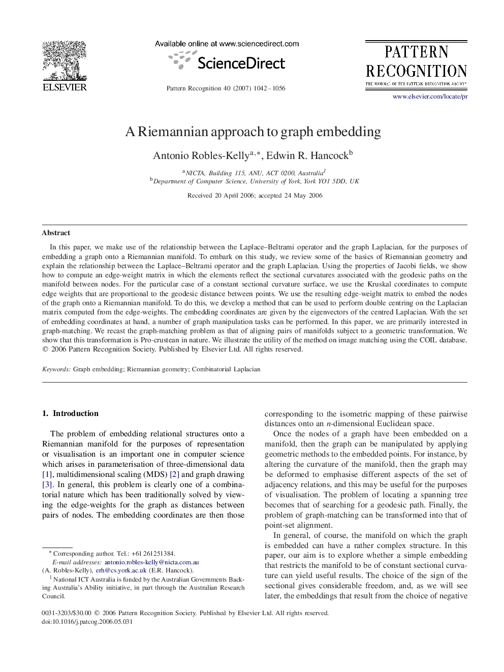 A Riemannian approach to graph embedding