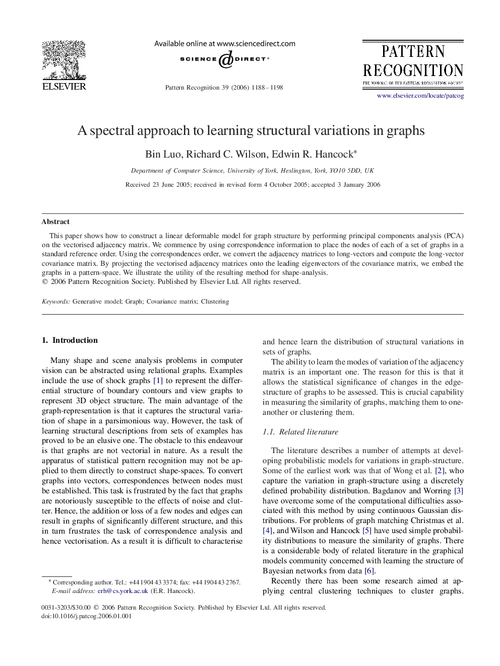 A spectral approach to learning structural variations in graphs