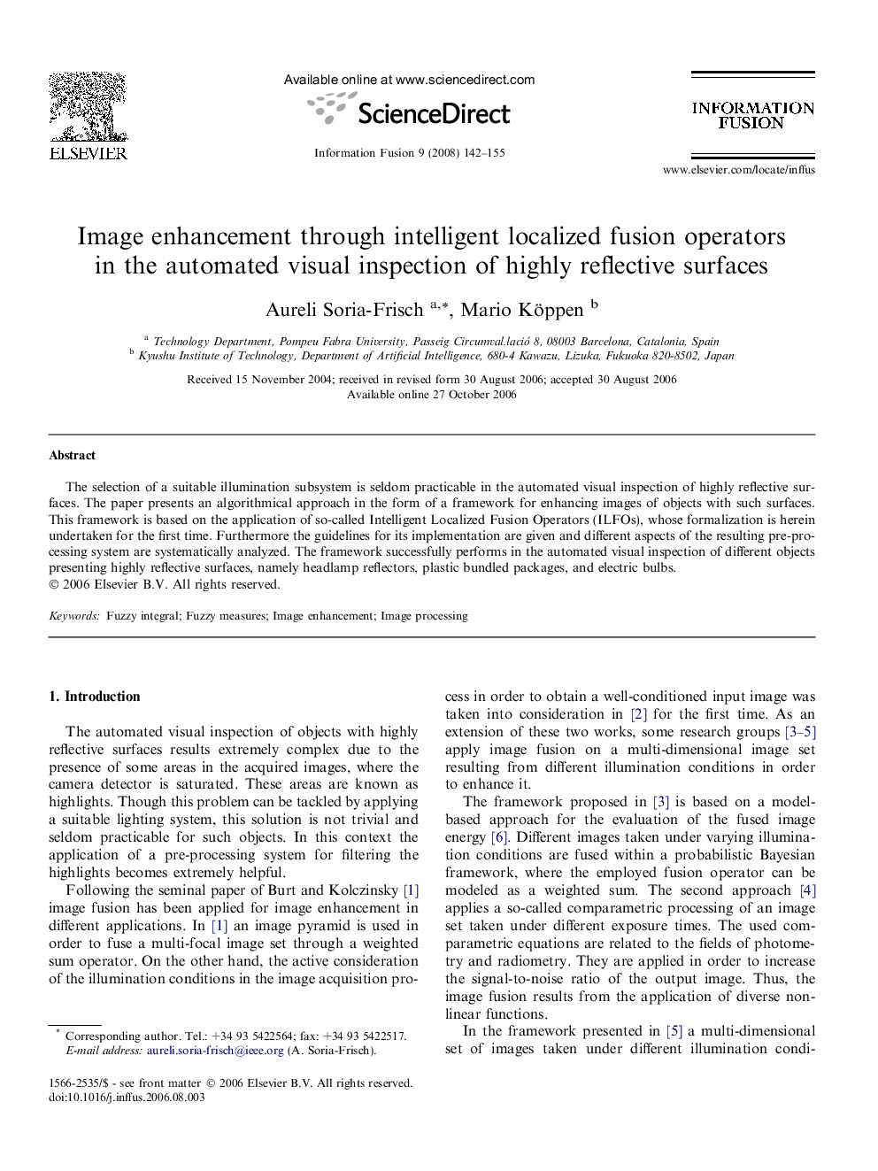 Image enhancement through intelligent localized fusion operators in the automated visual inspection of highly reflective surfaces