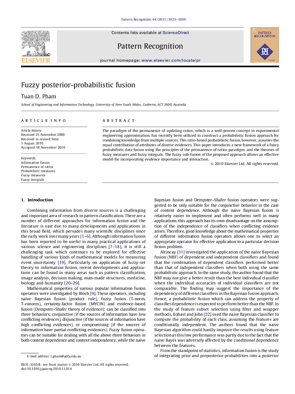 Fuzzy posterior-probabilistic fusion