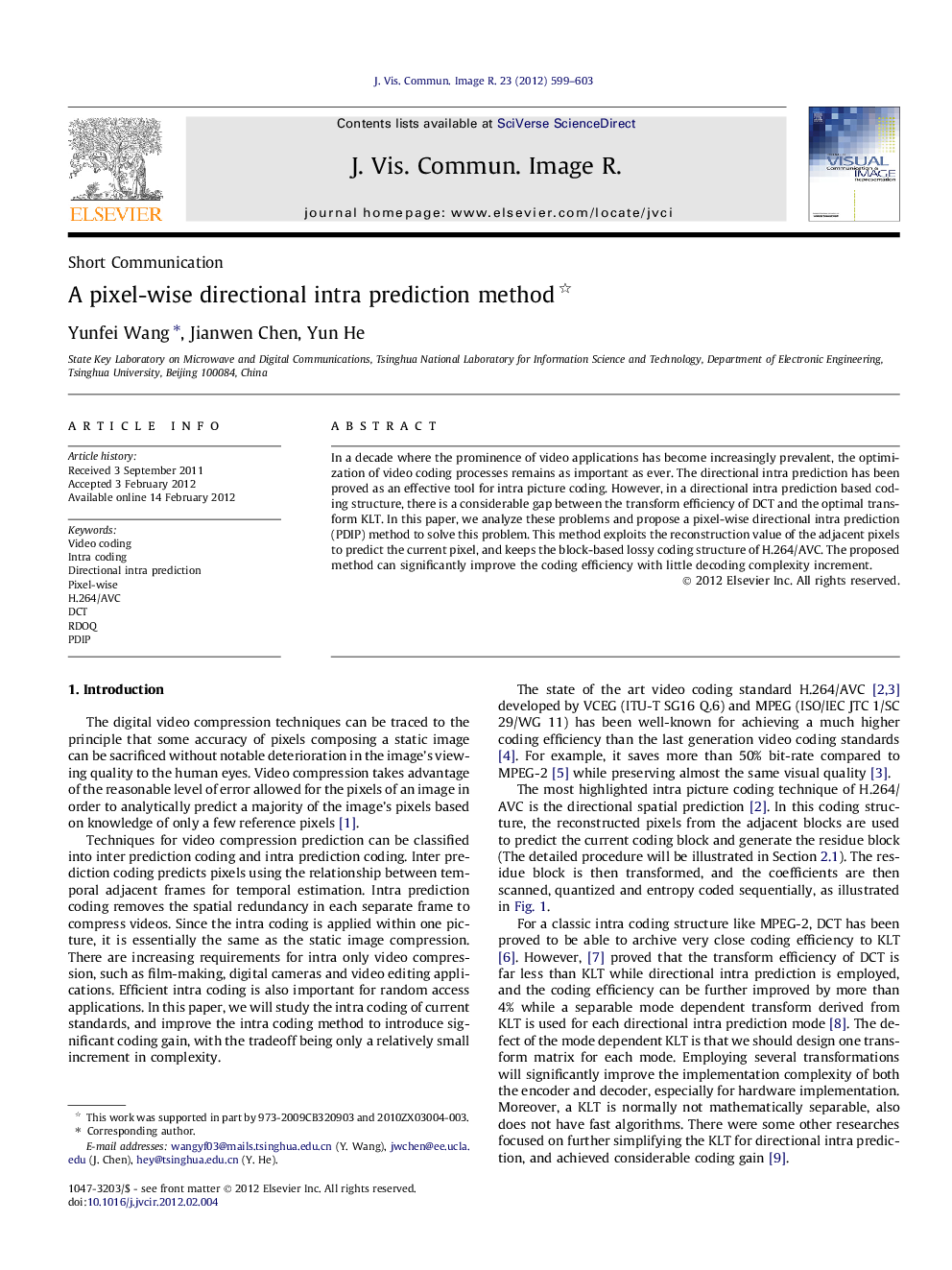 A pixel-wise directional intra prediction method 