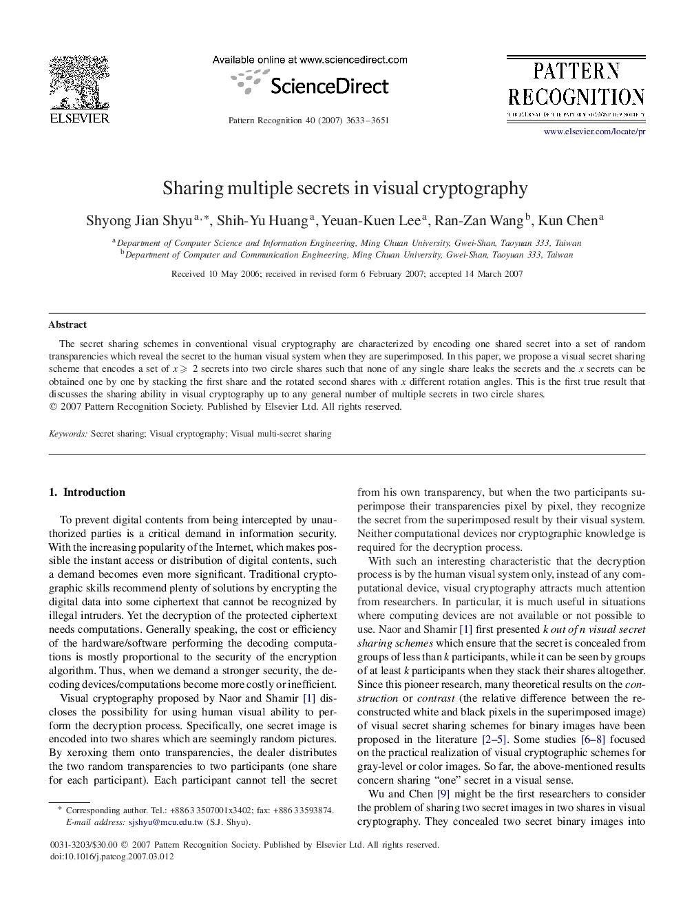 Sharing multiple secrets in visual cryptography