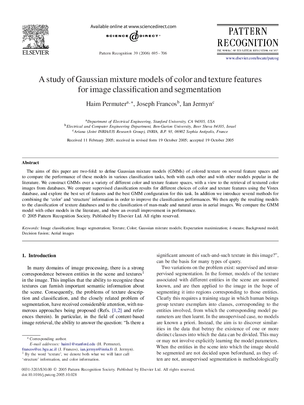 A study of Gaussian mixture models of color and texture features for image classification and segmentation