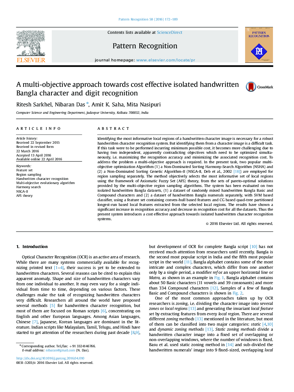 A multi-objective approach towards cost effective isolated handwritten Bangla character and digit recognition