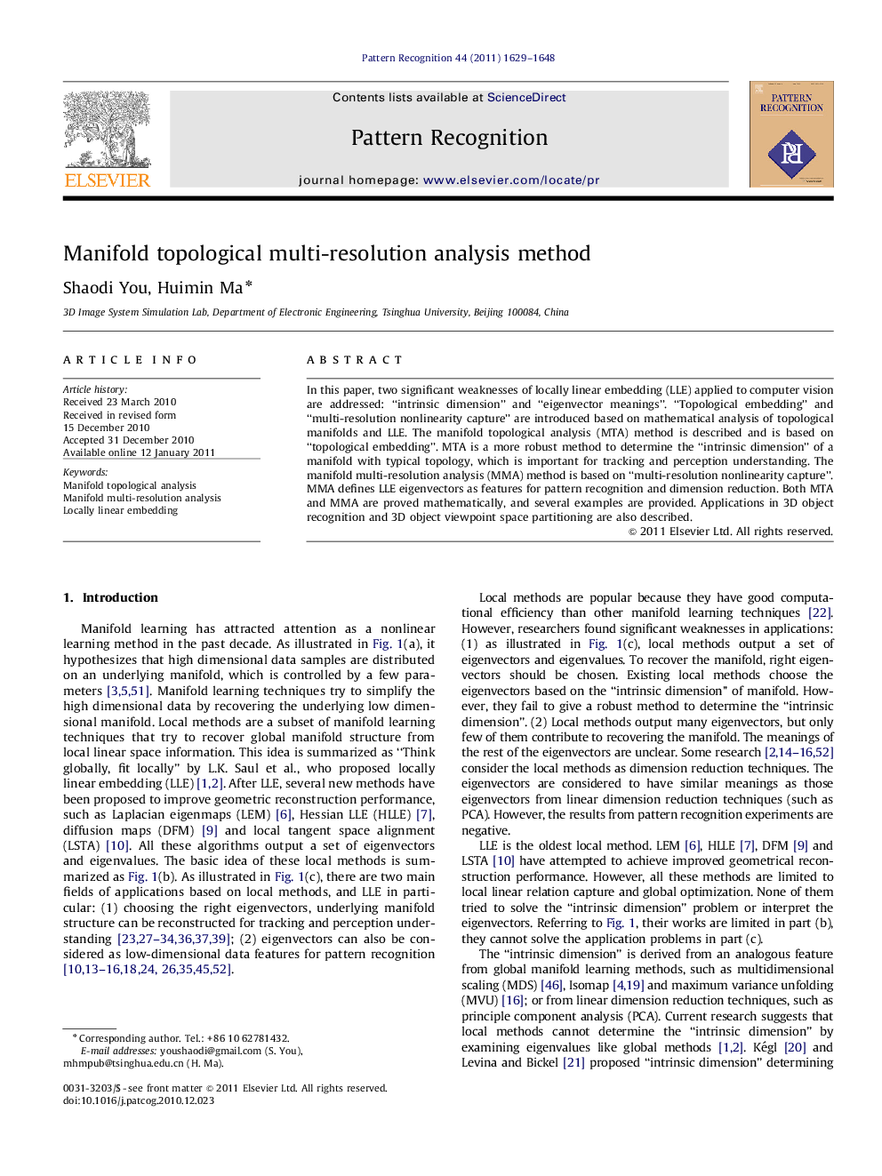 Manifold topological multi-resolution analysis method